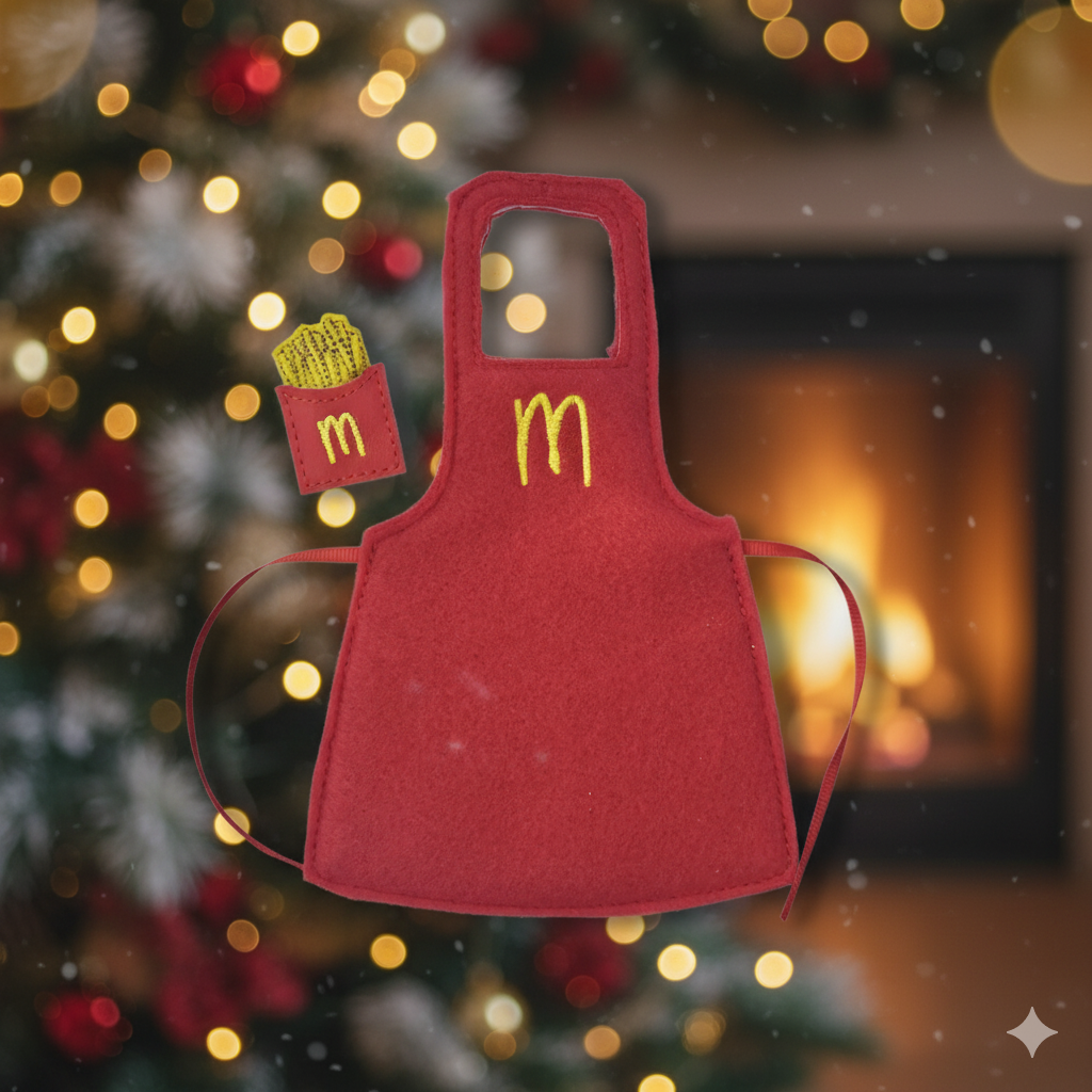 McBurger’s Elf Apron and Fries – Embroidered Fast Food Elf Outfit