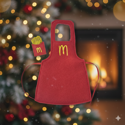 McBurger’s Elf Apron and Fries – Embroidered Fast Food Elf Outfit
