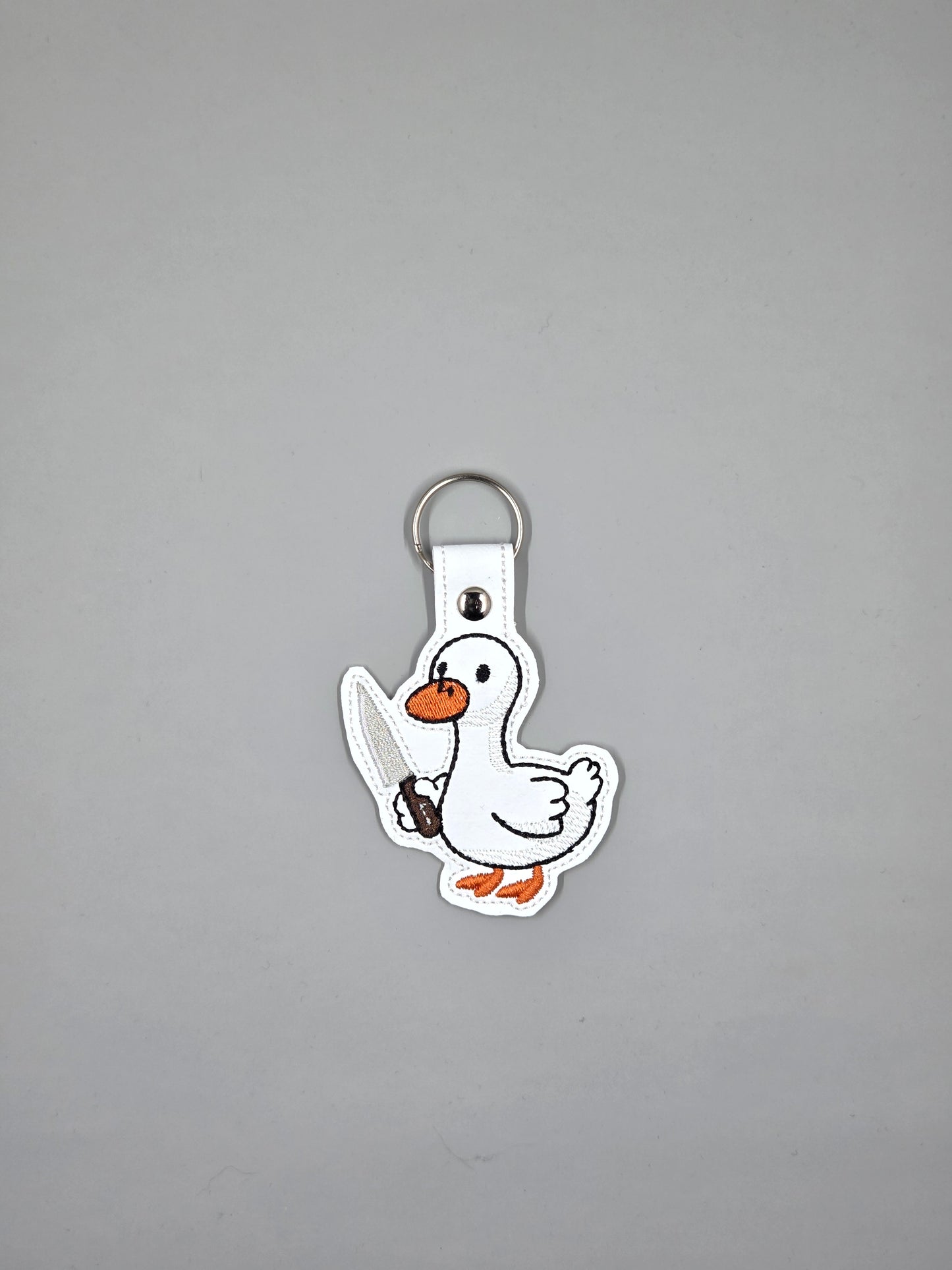 Murder Birder Silly Goose Embroidered Keychain | Funny Vinyl Keychain