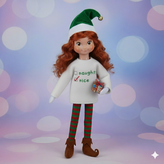 Nice Elf Sweater – Embroidered “Naughty or Nice” Holiday Elf Outfit