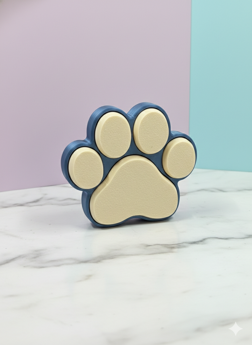 Paw Print Clicker Keychain – 5-in-1 Mechanical Switch Fidget