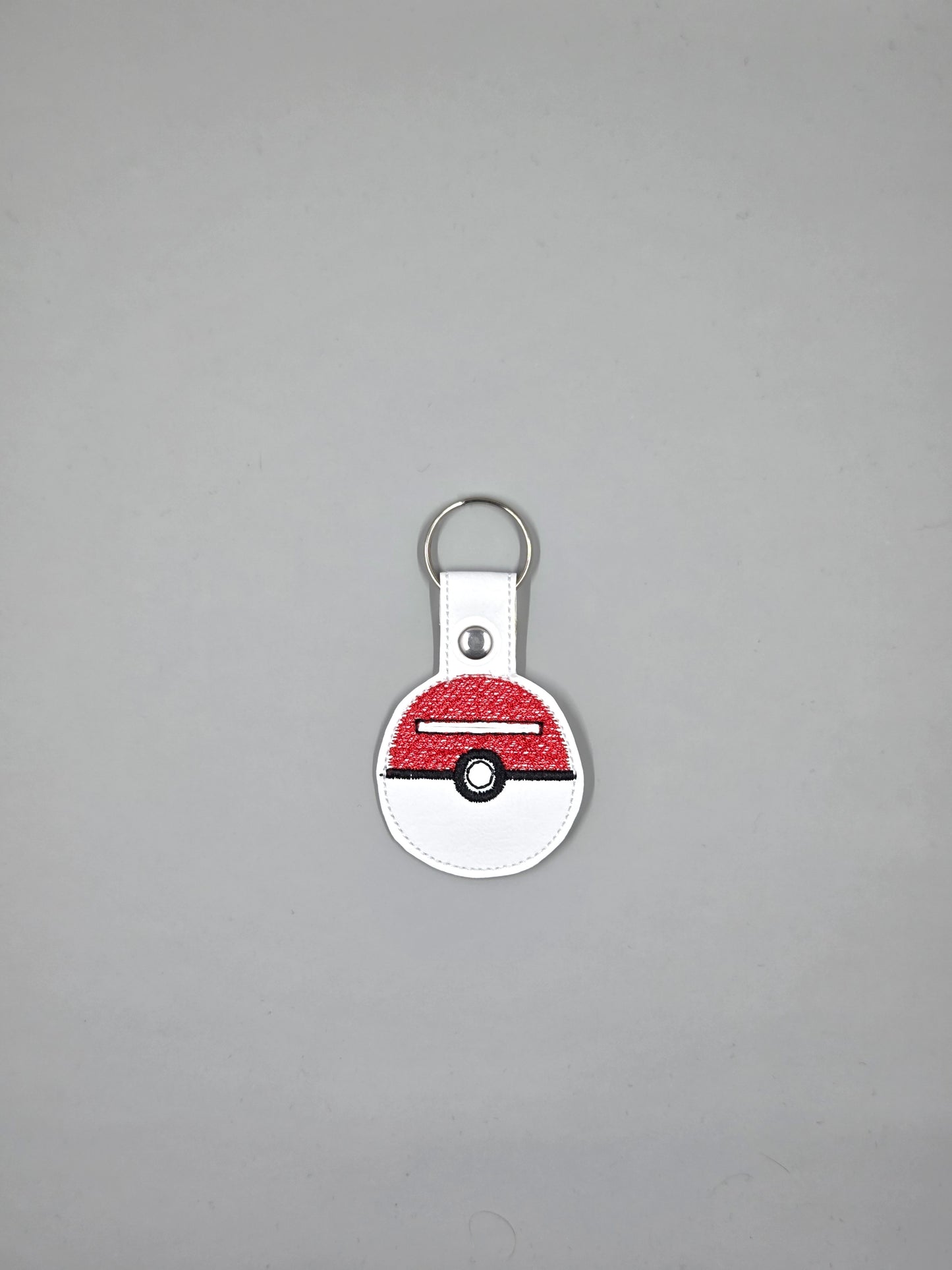 Red and White Catch Ball Embroidered Quarter Holder | Vinyl Aldi Quarter Keychain