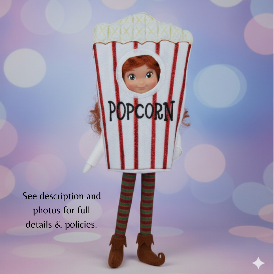 Popcorn Elf Costume – Embroidered Movie Snack Outfit