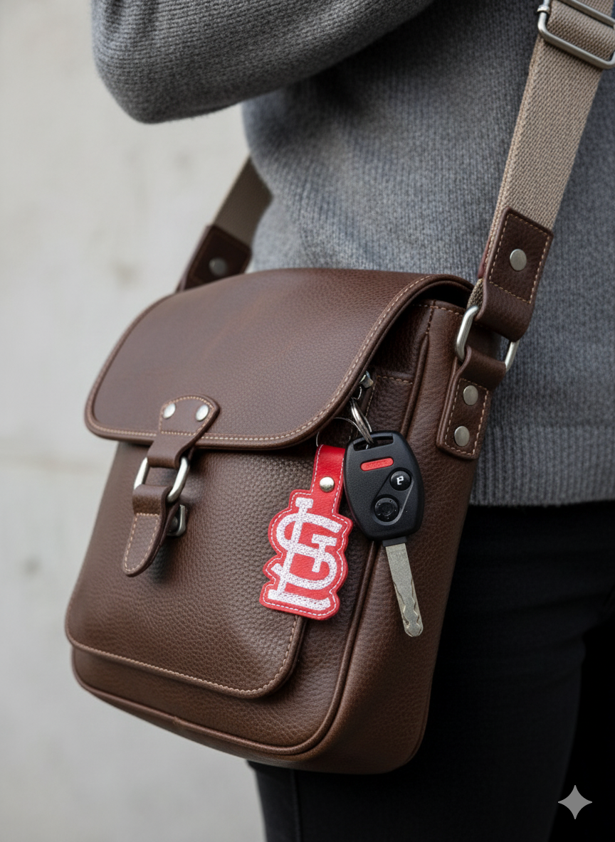 St. Louis Baseball Keychain | Embroidered Vinyl Keychain