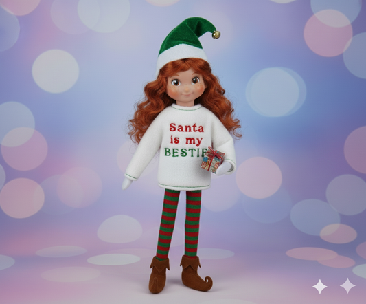 Santa Is My Bestie Elf Sweater – Classic Christmas Fleece Outfit