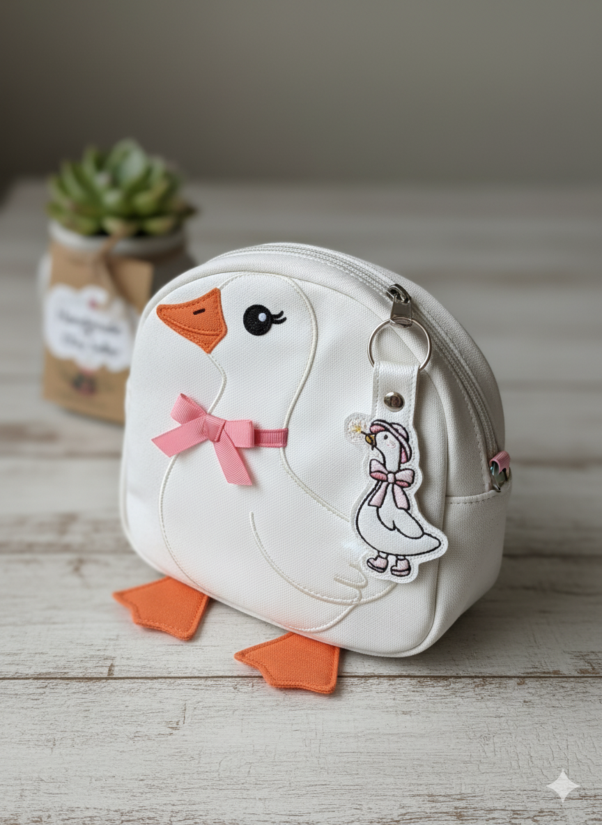 Silly Goose Trio Keychains | Rosie, Dottie, & Millie | Embroidered Vinyl Keychains