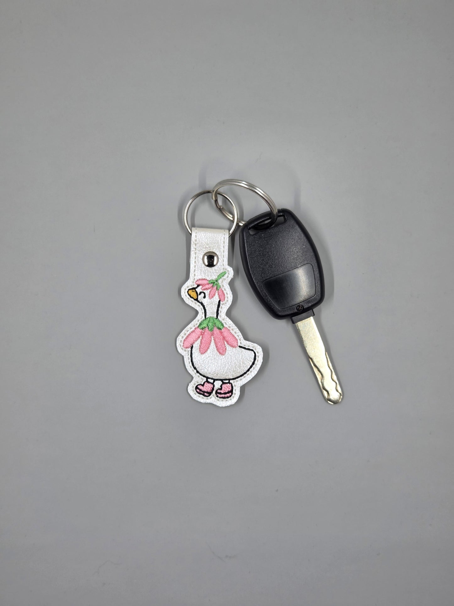 Silly Goose Trio Keychains | Rosie, Dottie, & Millie | Embroidered Vinyl Keychains