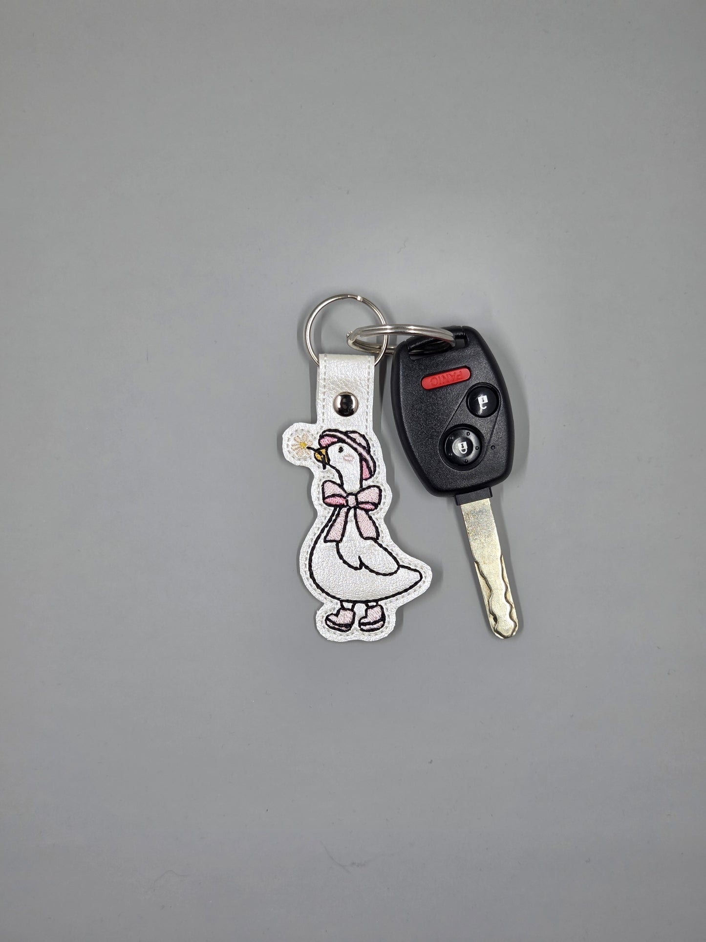 Silly Goose Trio Keychains | Rosie, Dottie, & Millie | Embroidered Vinyl Keychains