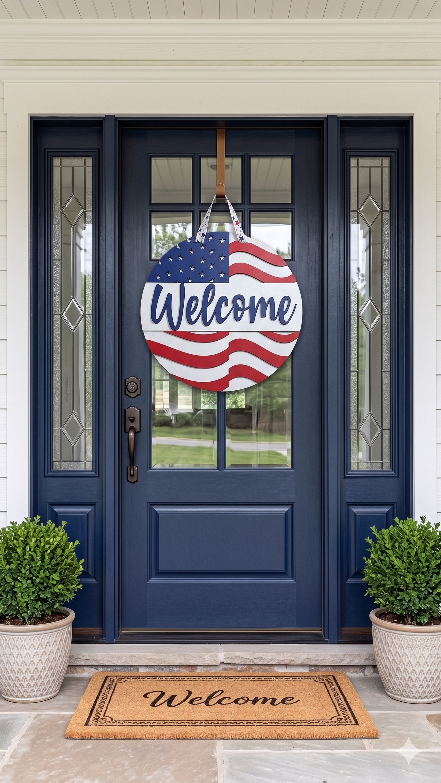 Star-Spangled Welcome – Layered Wooden Door Hanger