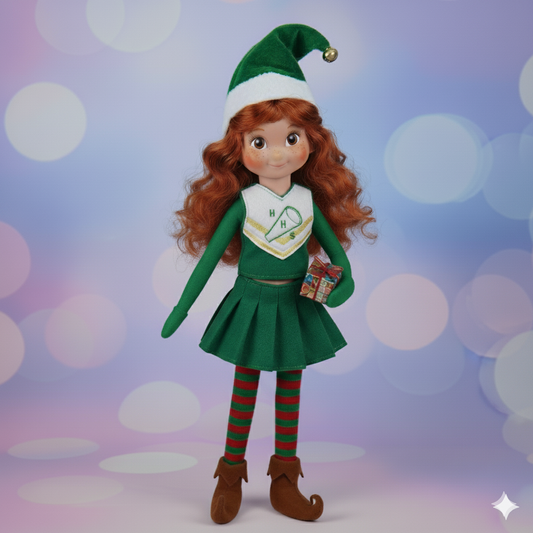 Strange Chrissy HHS Cheerleader Thing Elf Costume – Green & White School Spirit Outfit