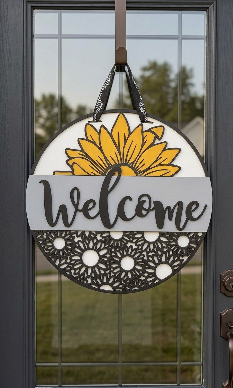 Sunflower Welcome – 3D Layered Door Hanger