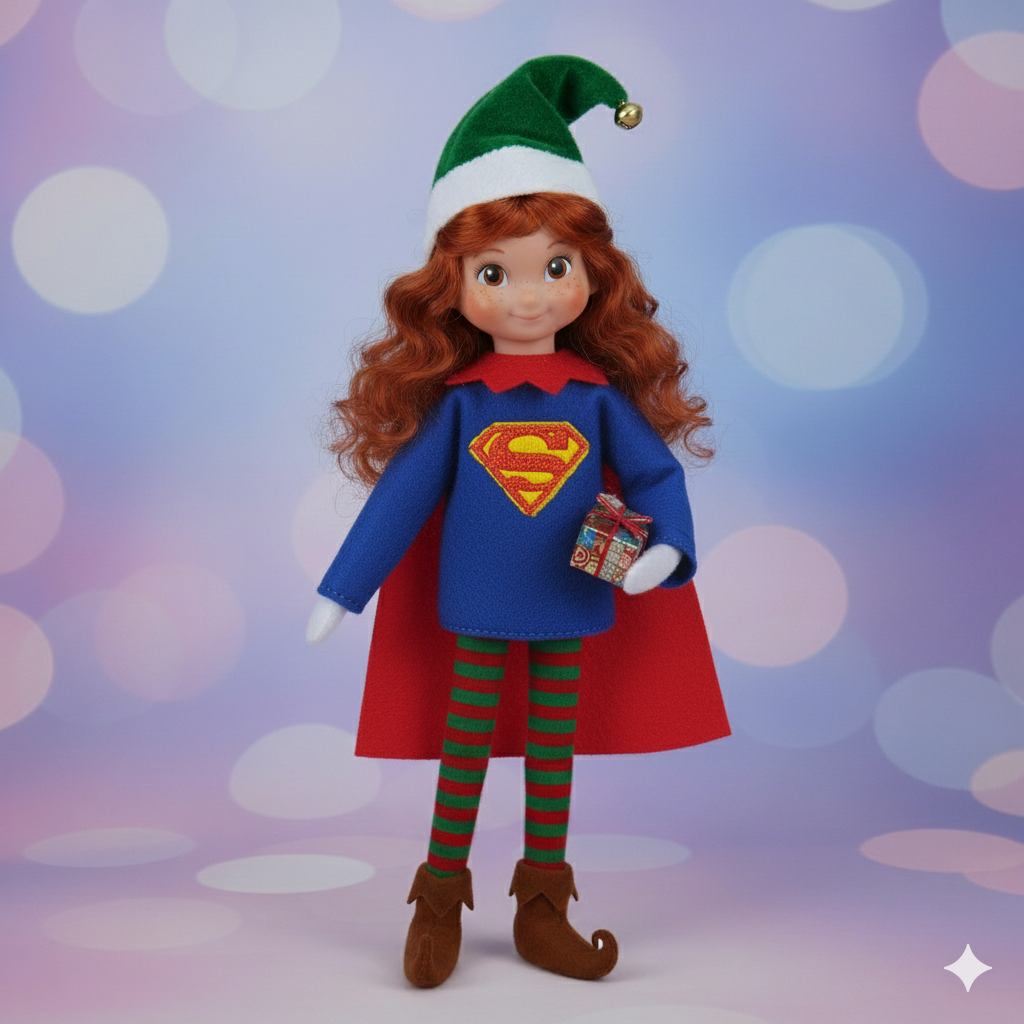 Man of Might Elf Costume – Embroidered Super Elf Outfit with Cape