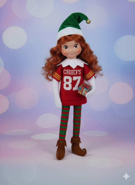 Chiefs Elf Sweater – Handmade Red & Gold Football Jersey Outfit