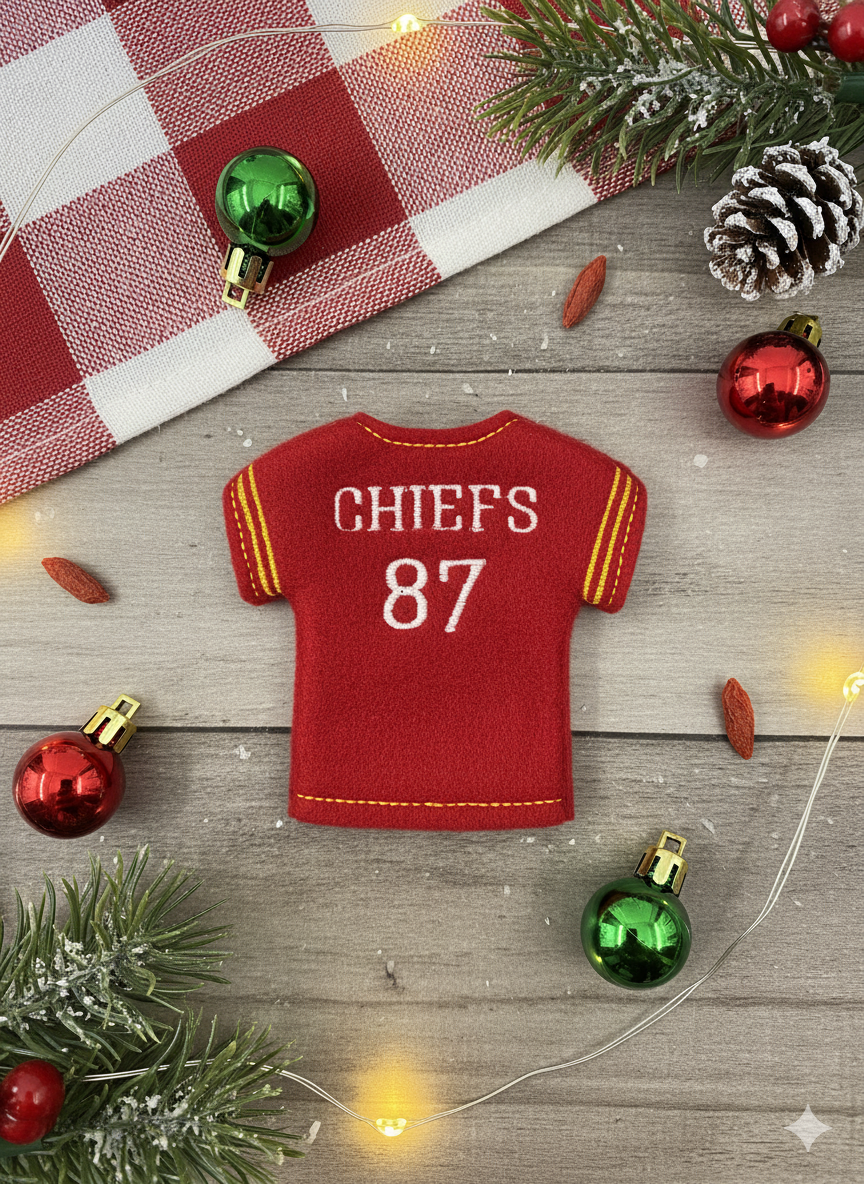 Chiefs Elf Sweater – Handmade Red & Gold Football Jersey Outfit