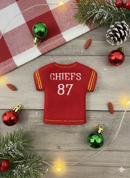 Chiefs Elf Sweater – Handmade Red & Gold Football Jersey Outfit