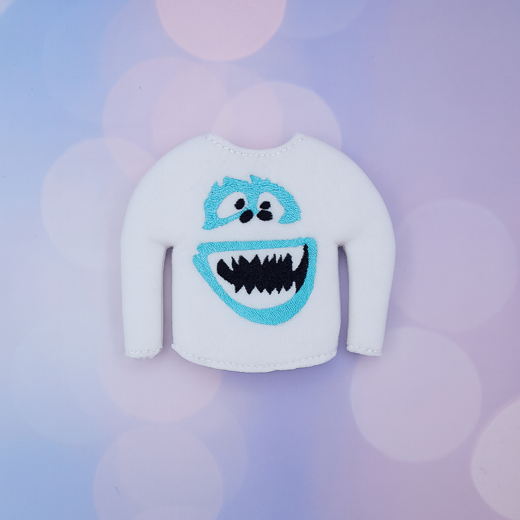Abominable Snow Monster Elf Sweater – Embroidered Fleece Christmas Outfit for Mini Elves