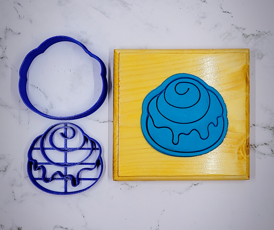 Cinnamon Bun Cookie Cutter Set – 2-Piece Cutter & Stamper for Cookies, Fondant, and Crafts