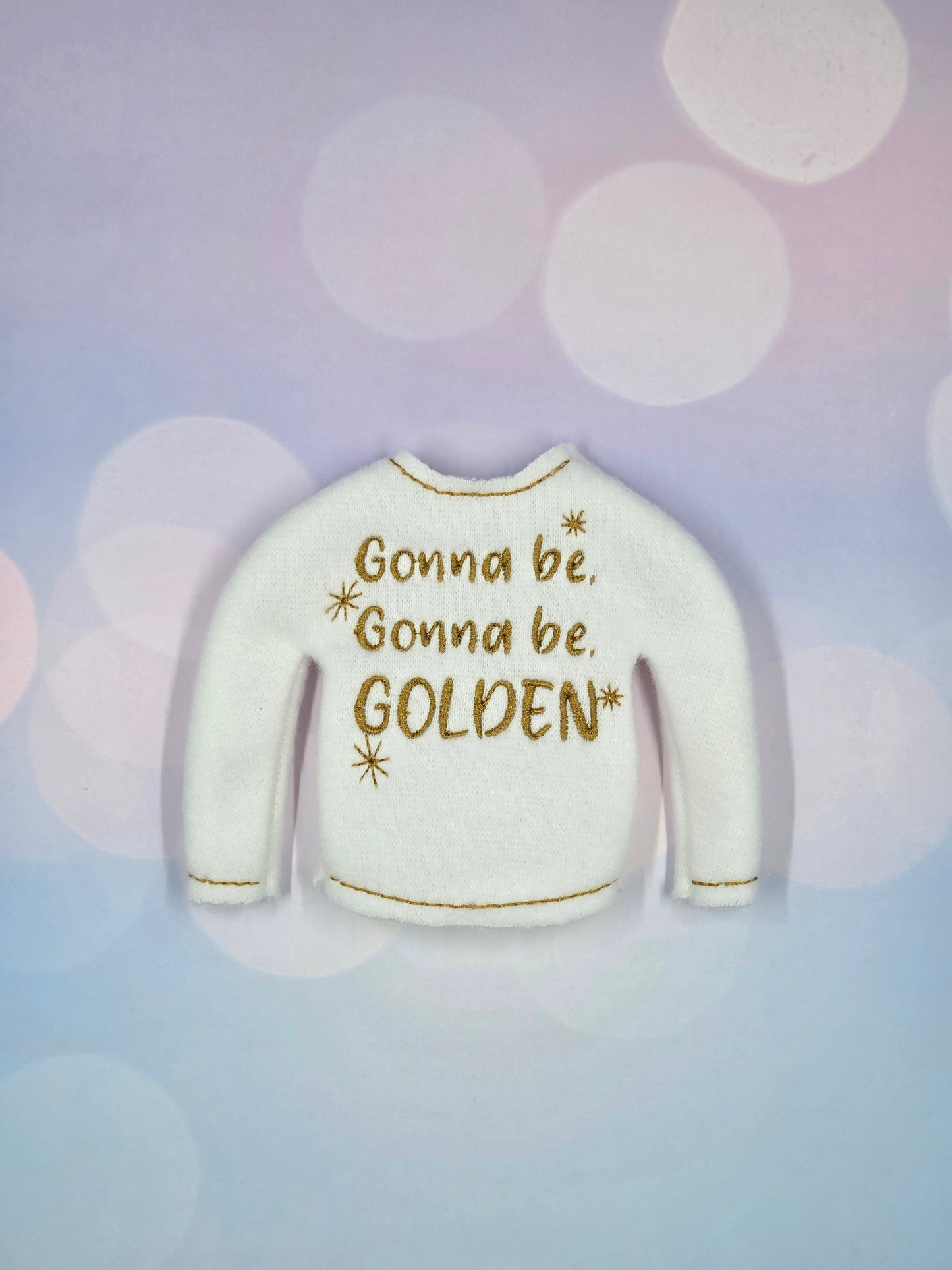 Gonna Be Golden Elf Sweater and Accessorizing Headband – Embroidered Holiday Elf Outfit