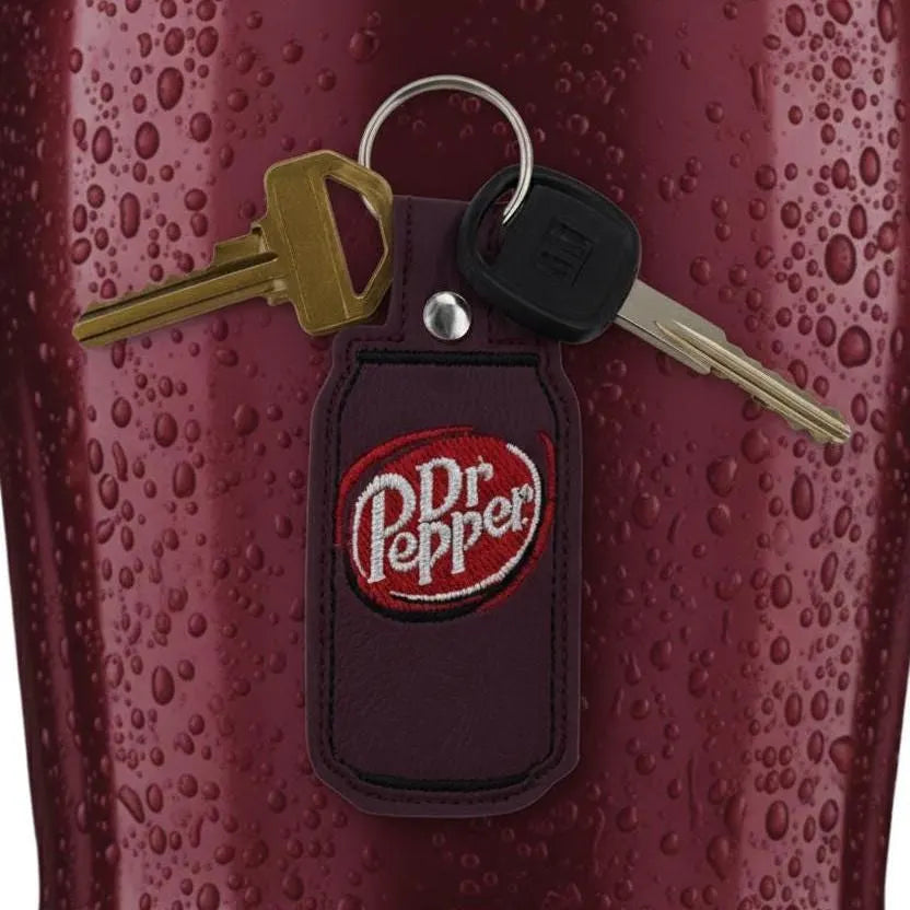 Doc Pop Embroidered Keychain | Maroon & Red Vinyl Soda Bottle Keychain