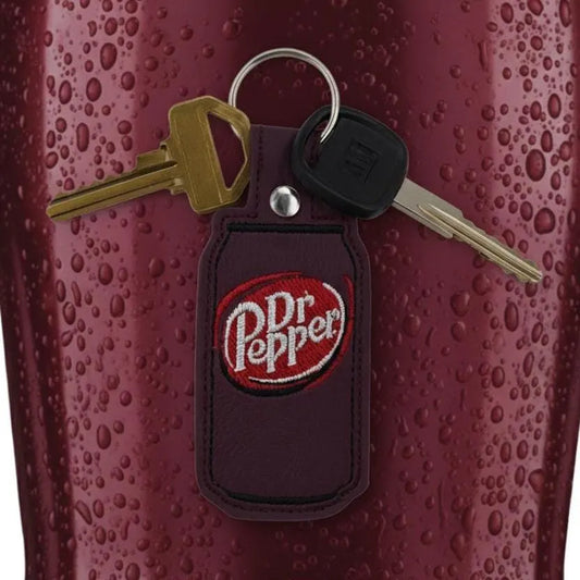 Doc Pop Embroidered Keychain | Maroon & Red Vinyl Soda Bottle Keychain