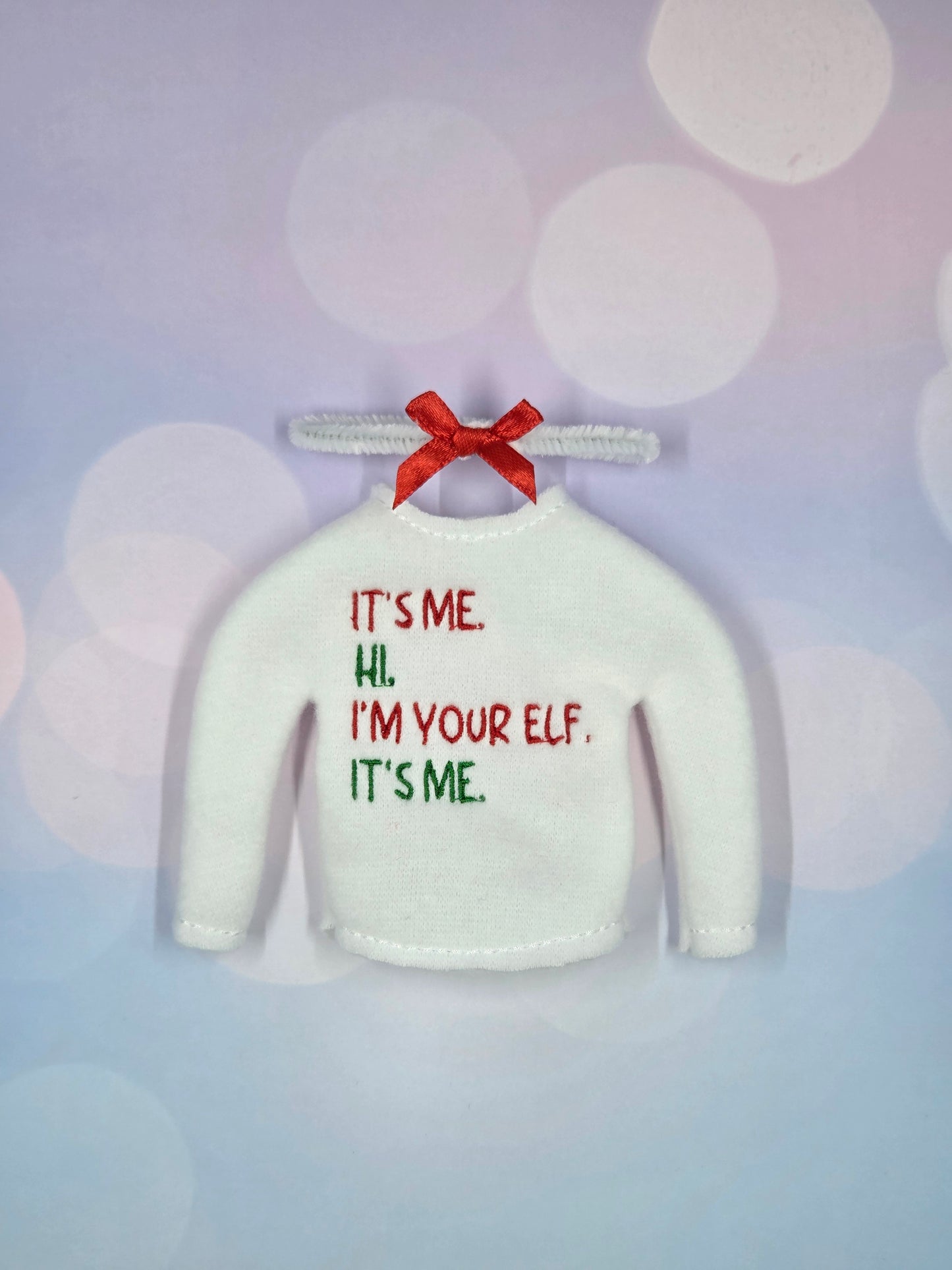 Hi. I’m Your Elf, It’s Me Elf Sweater and Accessorizing Headband – Embroidered Holiday Elf Outfit