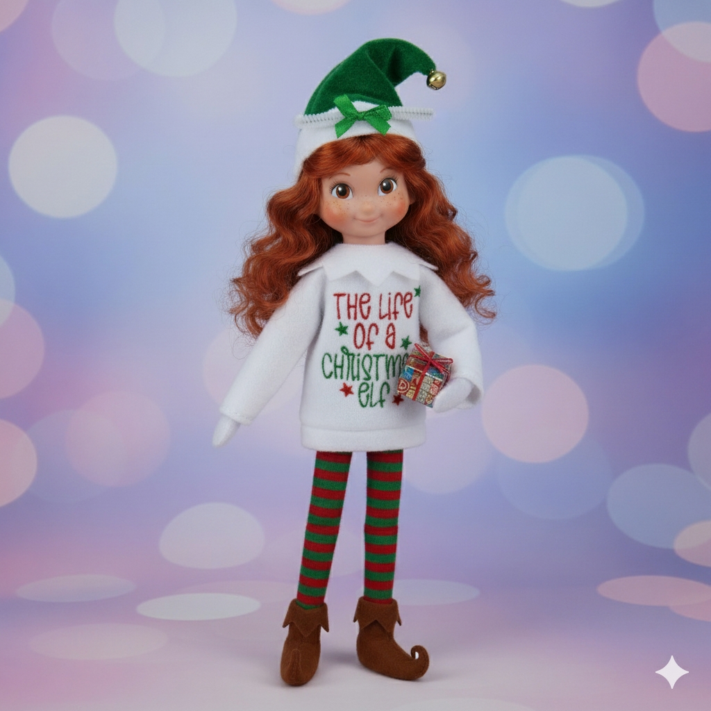 The Life of a Christmas Elf – Embroidered Elf Sweater & Accessorizing Headband