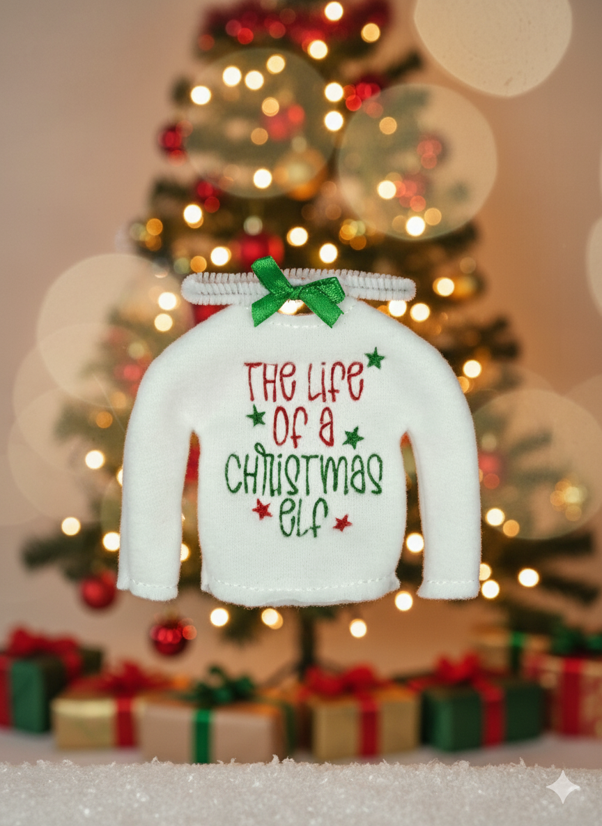 The Life of a Christmas Elf – Embroidered Elf Sweater & Accessorizing Headband